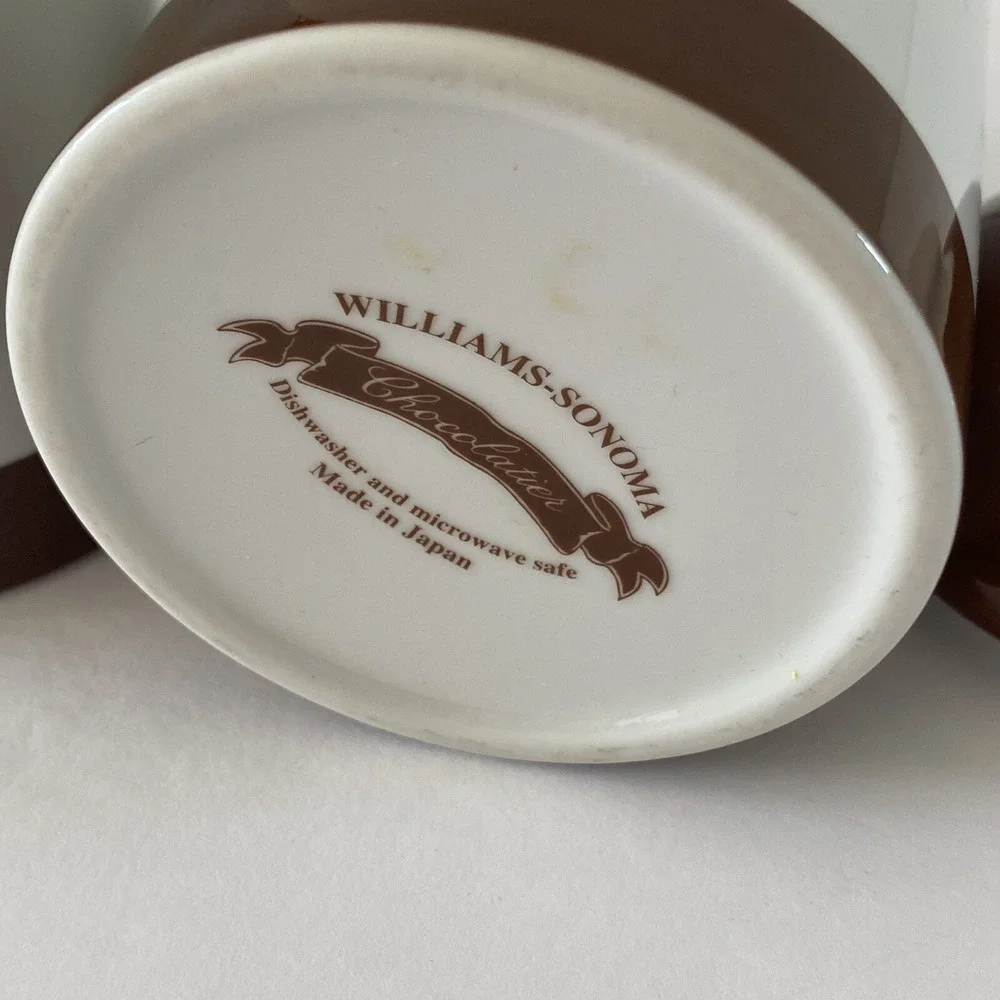 Williams‎ Sonoma Chocolatier Sugar Bowl & Creamer Set Brown White Japan
